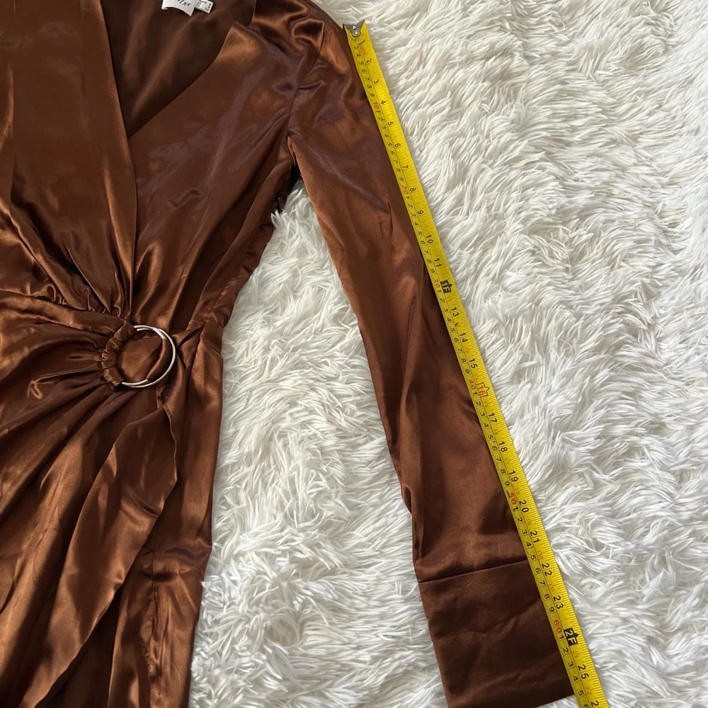 Satin Wrap Romper in Chocolate Brown - Picture 4 of 5